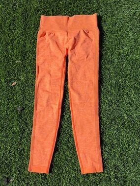 Women's Butt Scrunch Seamless Orange Leggings with High Waist